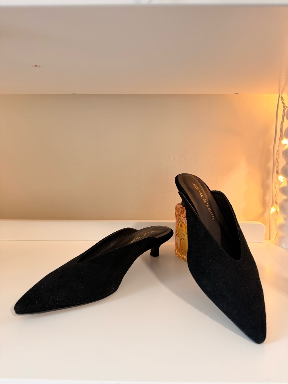 Alex Mill + Margaux Black Pointed Suede Mule Heels